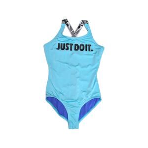 Nike Just Do It One Piece Swimsuit Cross Back Blue Girls Youth Large Swimwear